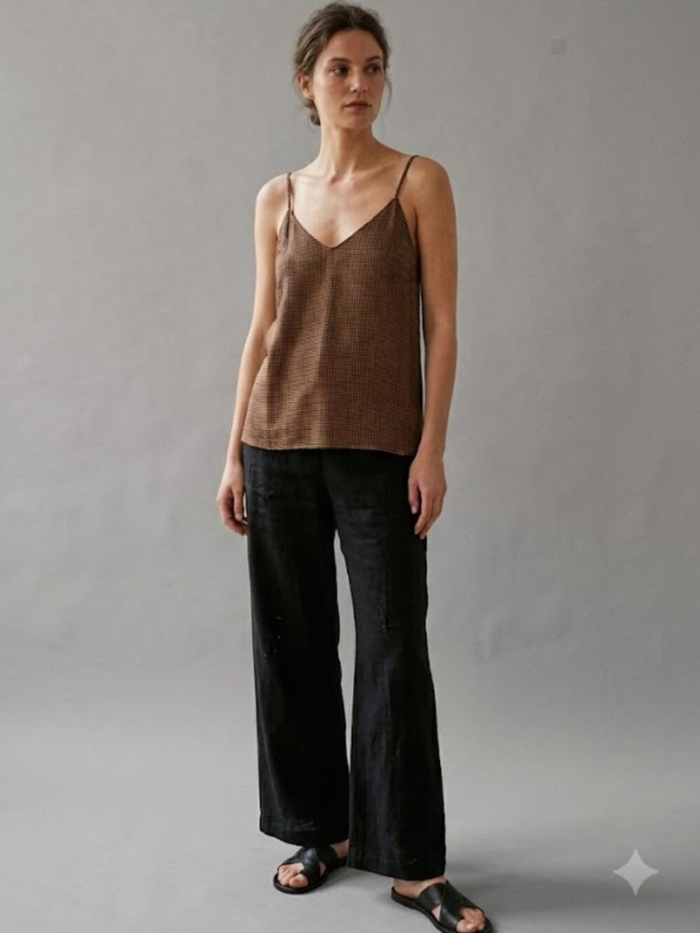 Margaux Lonnberg Chloe Brown Check Tank Top